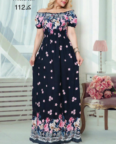 پیراهن زنانه بلند ساحلی وارداتی نخی