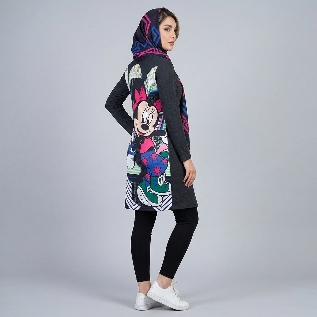 مانتو زنانه پاییزه طرح میکی موس وارداتی
