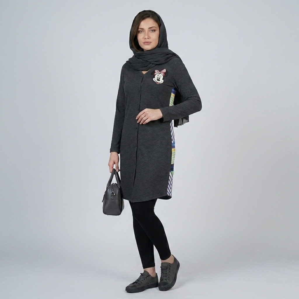 مانتو زنانه پاییزه طرح میکی موس وارداتی