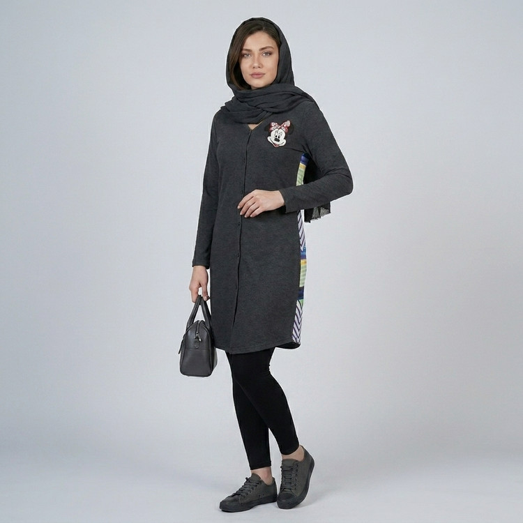 مانتو زنانه پاییزه طرح میکی موس وارداتی