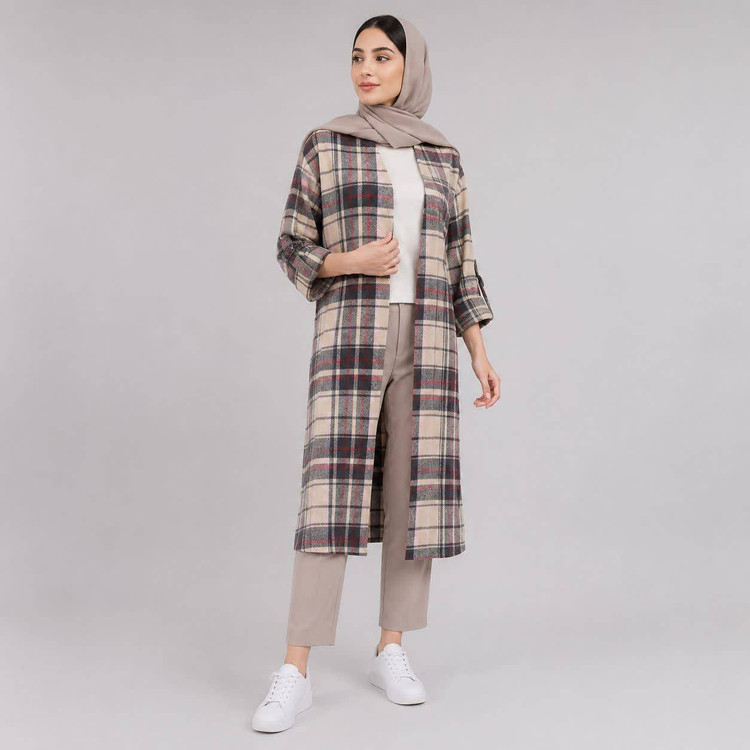 مانتو اسپرت چهارخونه پشمی پاییزه