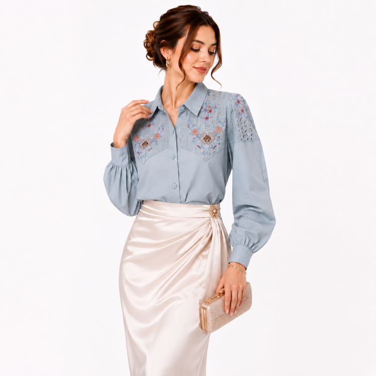 شومیز زنانه گلدوزی وارداتی