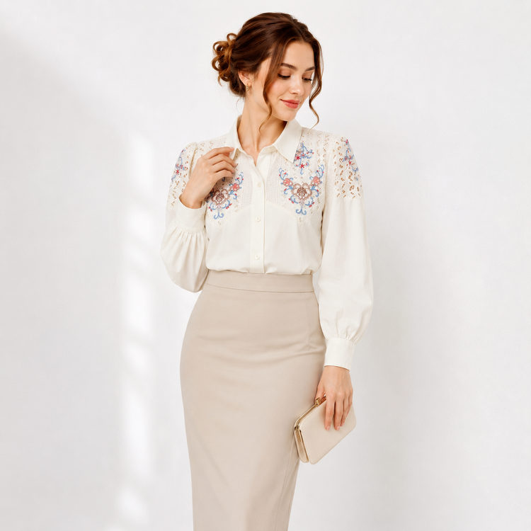 شومیز زنانه گلدوزی وارداتی