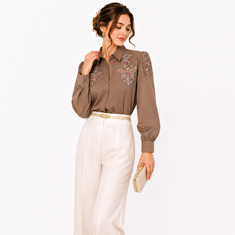 شومیز زنانه گلدوزی وارداتی