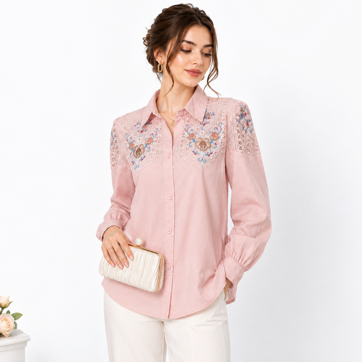 شومیز زنانه گلدوزی وارداتی