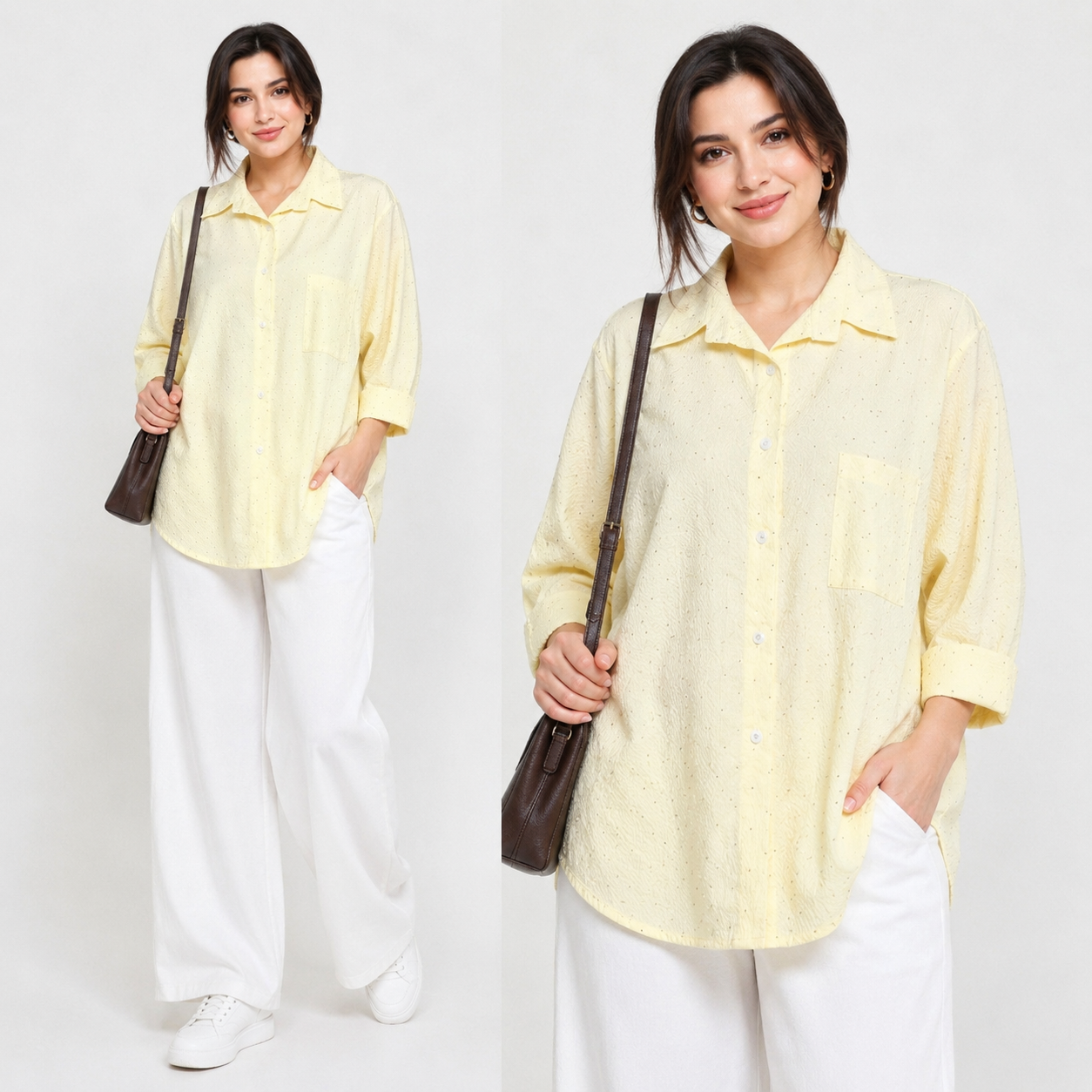 شومیز زنانه پفکی نگین‌دار