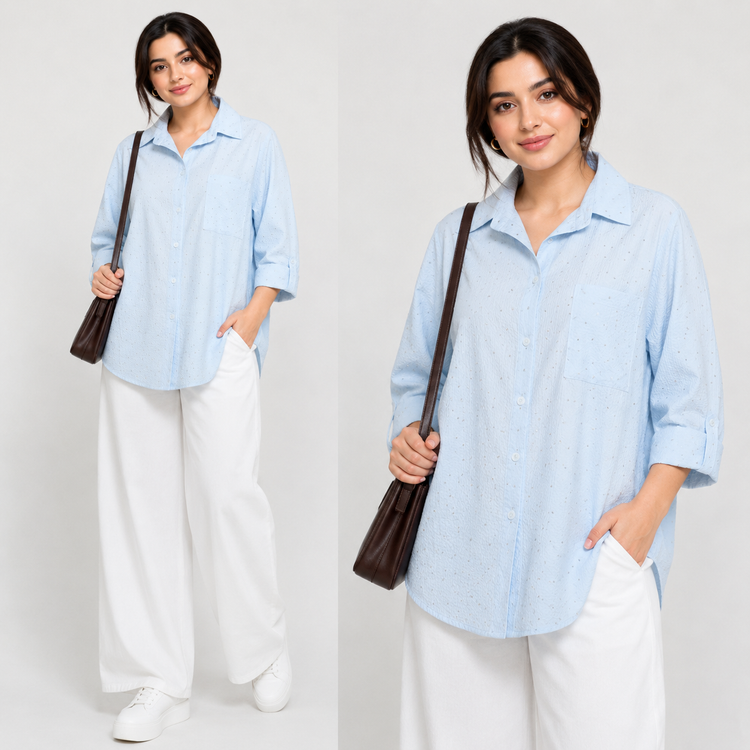 شومیز زنانه پفکی نگیندار