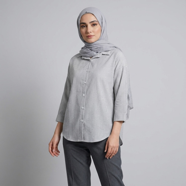 شومیز زنانه راه راه نگین دار