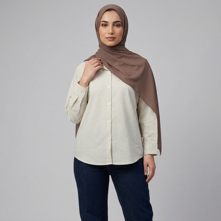 شومیز زنانه راه راه نگین دار