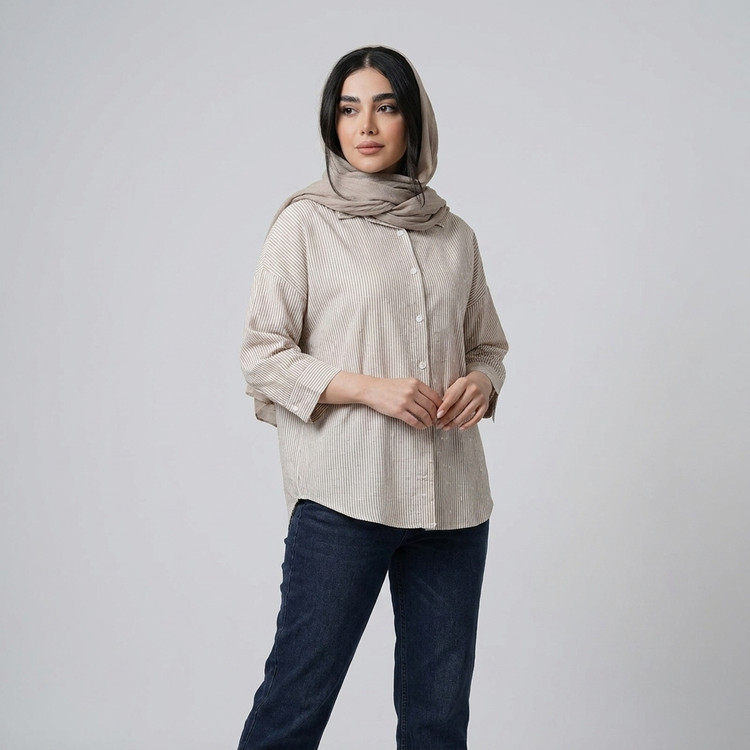 شومیز زنانه راه راه نگین دار