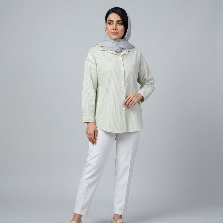 شومیز زنانه راه راه نگین دار