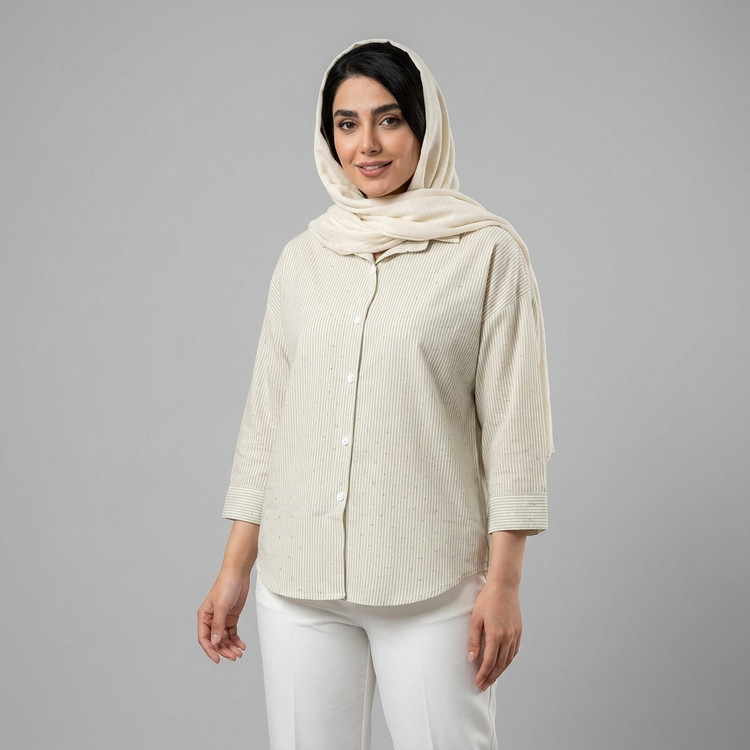 شومیز زنانه راه راه نگین دار