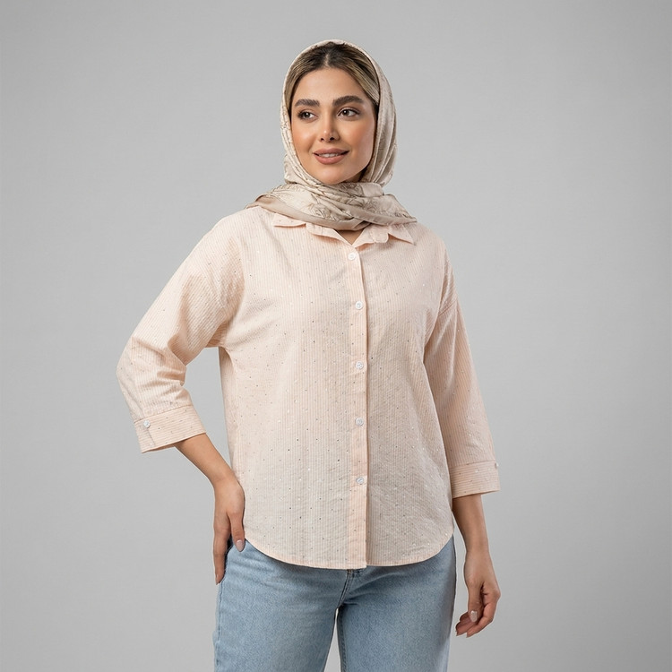 شومیز زنانه راه راه نگین دار