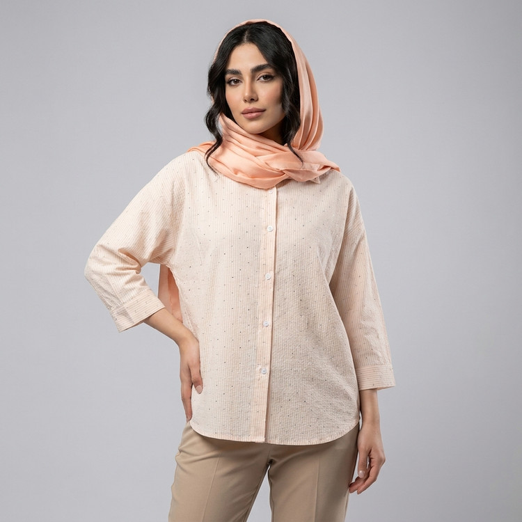شومیز زنانه راه راه نگین دار