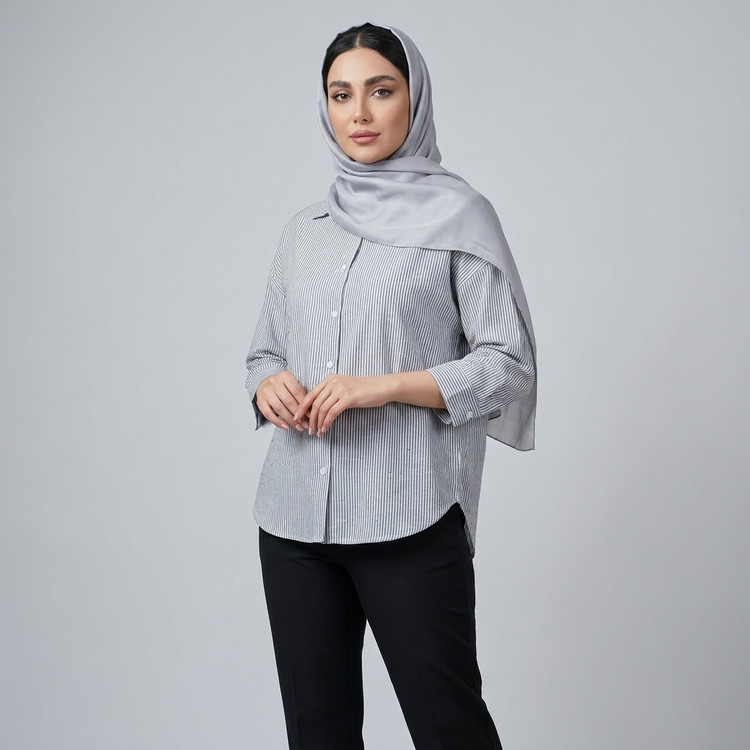 شومیز زنانه راه راه نگین دار