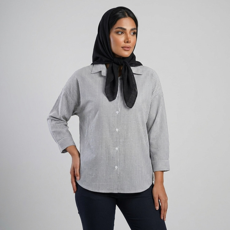 شومیز زنانه راه راه نگین دار