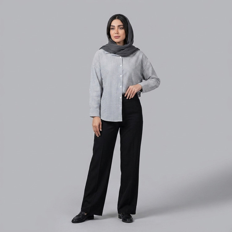 شومیز زنانه راه راه نگین دار